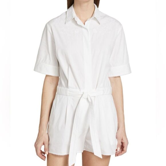 Rag & Bone Romper Womens Size 2 Surplus Cotton Surplus Belted white embroidered - Picture 1 of 15